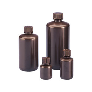 Amber narrow mouth round bottle, HDPE