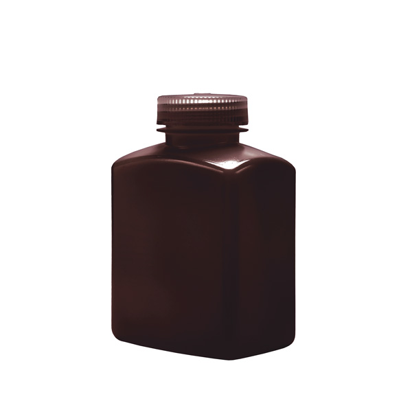 Rectangular amber bottle, HDPE