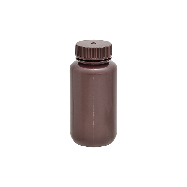 Amber wide mouth round bottle, HDPE
