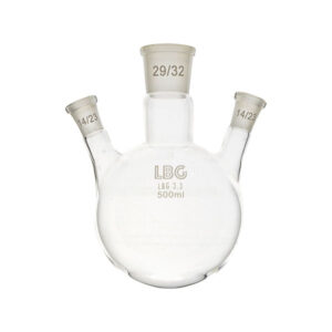 Flask, round bottom with three necks (side angle)