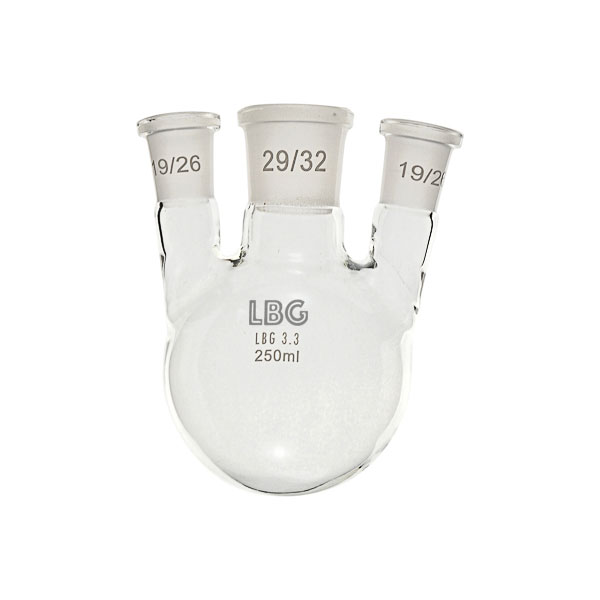 Flask, round bottom with three necks (parallel)