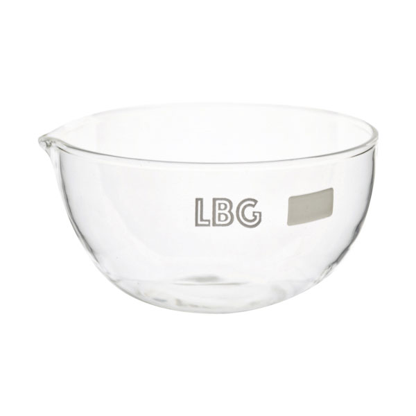 Evaporating dish, glass, flat bottom