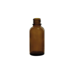 Amber glass bottle with DIN-18 screw cap