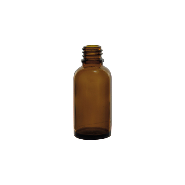 Amber glass bottle with DIN-18 screw cap