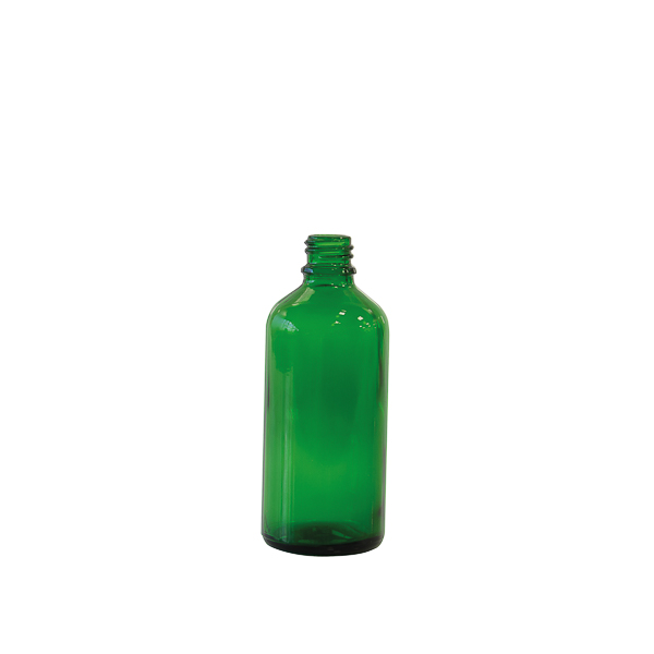 Green glass bottle with DIN-18 screw cap