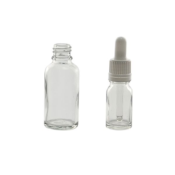 Glass bottle narrow neck with DIN-18 screw cap