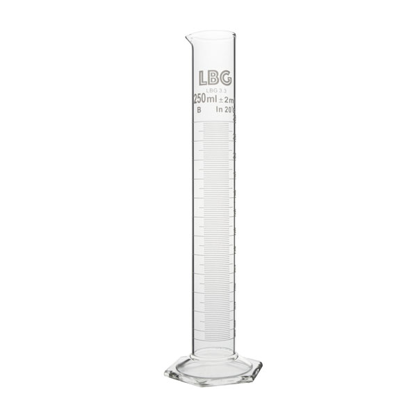 Measuring cylinder hexagonal base, class B, LBG