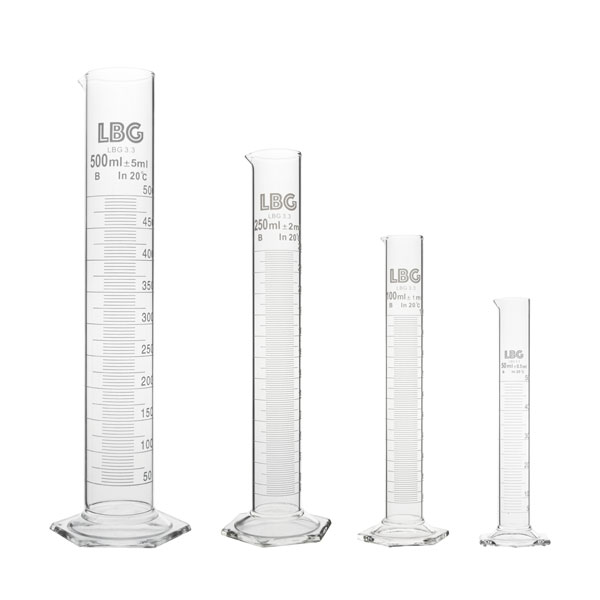 Set of measuring cylinder hexagonal base, class B, LBG