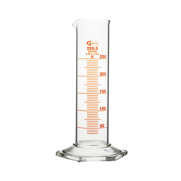 Measuring cylinder hexagonal base, low form, class B