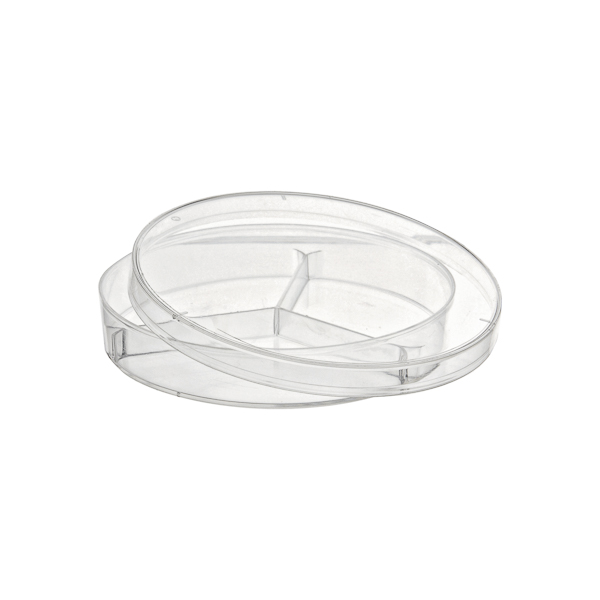 Ø90 mm Polystyrene Petri dishes with 3 compartments