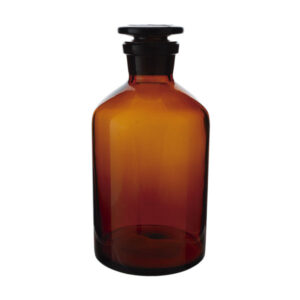 Reagent bottle amber, narrow mouth, with glass stopper