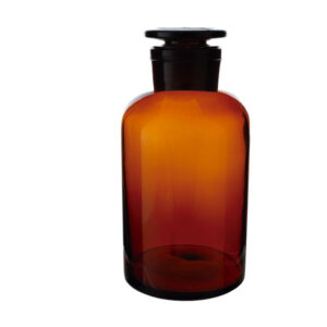 Reagent bottle amber, wide mouth, with glass stopper