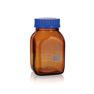 Graduated bottle with ISO thread GL80, amber