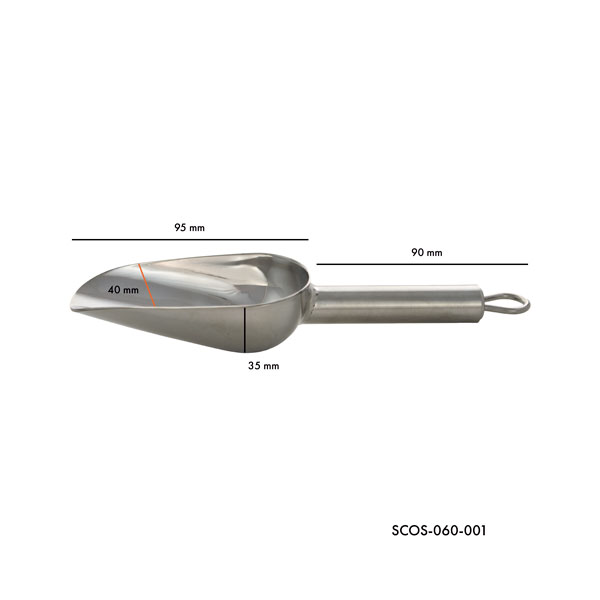 Stainless steel scoop for solids