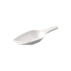 Flat bottom measuring scoop for solids
