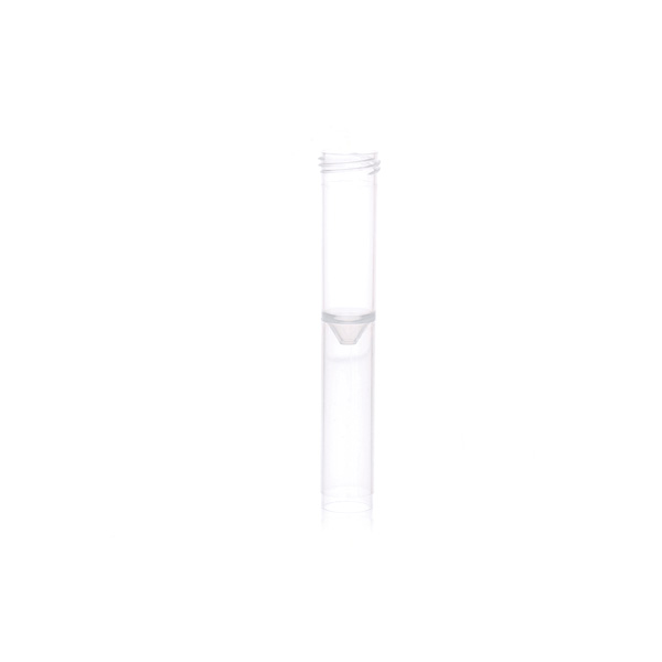 Sample transport tube with false bottom