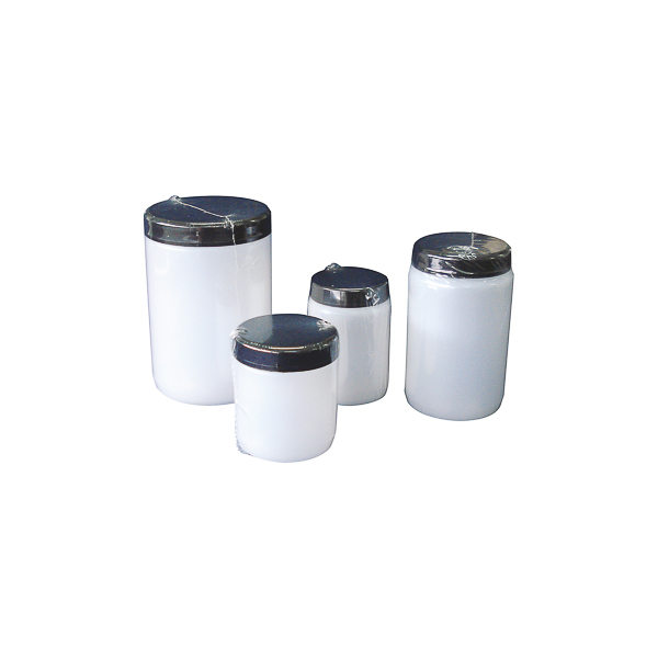 Wide mouth bottle, HDPE, aseptic and single film wrapped