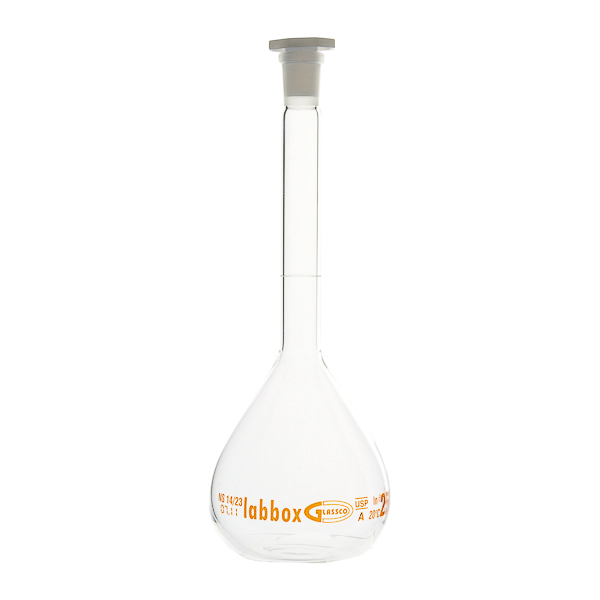 Volumetric flask class A according to USP with individual certificate, GLASSCO