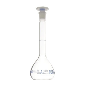 Volumetric flask class A with plastic stopper, GLASSCO